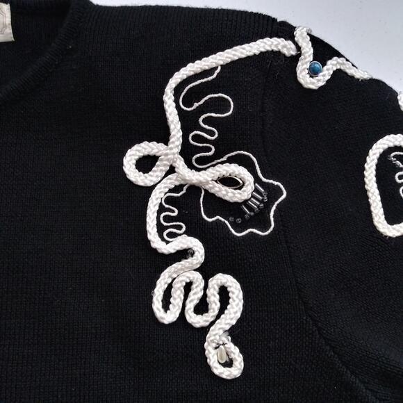 Vintage Joveil Black Embellished Jeweled Button Front Artsy Ornate Cardigan S - Picture 12 of 12